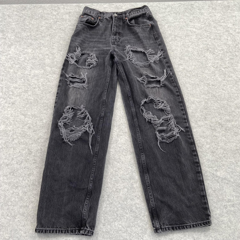 BDG High-Rise Baggy Jeans Womens 28 (28x30) Charcoal Gray Distressed Denim